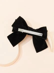 蝴蝶結裝飾髮夾 - 黑色 - 查看 3
