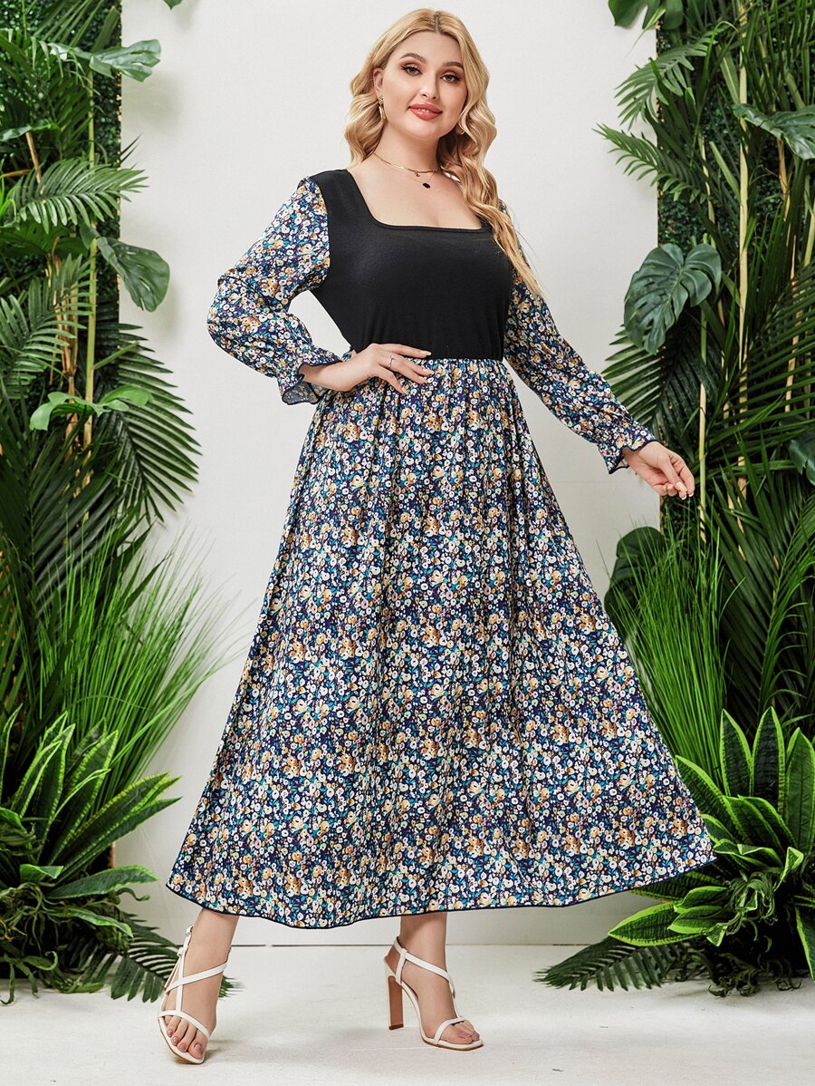 Đầm Plus Size Xù Họa tiết hoa Boho - Nhiều màu - Xem 1