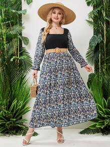 Đầm Plus Size Xù Họa tiết hoa Boho - Nhiều màu - Xem 3