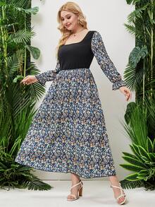 Đầm Plus Size Xù Họa tiết hoa Boho - Nhiều màu - Xem 5