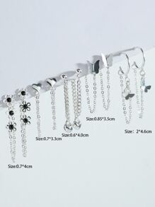 5pairs Butterfly Decor Earrings - Silver - View 3