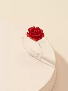 Rose Decor Ring - Red - View 1