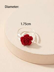 Rose Decor Ring - Red - View 3