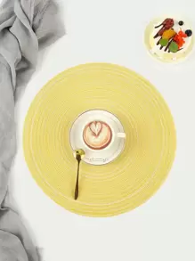 1 pieza Mantel redondo simple - Amarillo - Ver 1