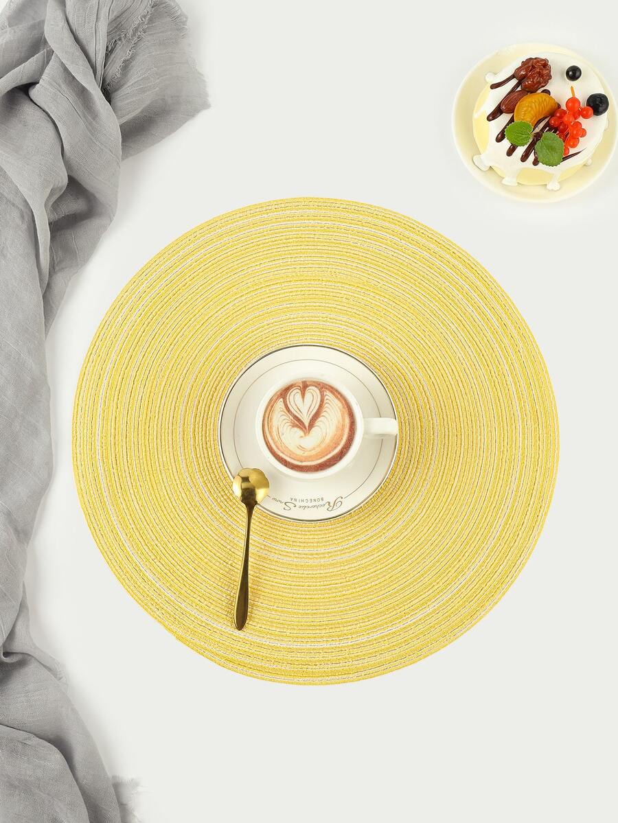 1 pieza Mantel redondo simple - Amarillo - Ver 1