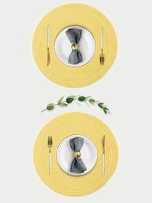 1 pieza Mantel redondo simple - Amarillo - Ver 2