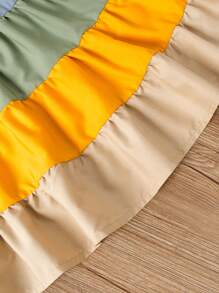 Toddler Girls Color Block Ruffle Hem Cami Dress