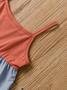 Toddler Girls Color Block Ruffle Hem Cami Dress