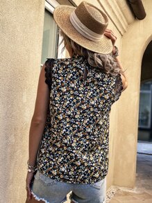 SHEIN Unity Blusa con estampado floral con encaje - Multicolor - Ver 2