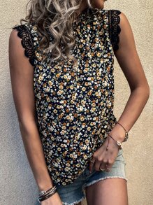 SHEIN Unity Blusa con estampado floral con encaje - Multicolor - Ver 5