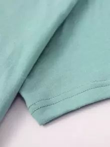 INAWLY 卡通 & 口号图案 T 恤“我在看着你”