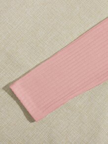 SHEIN Essnce Solid Rib-knit Crop Tee - Baby Pink - View 5