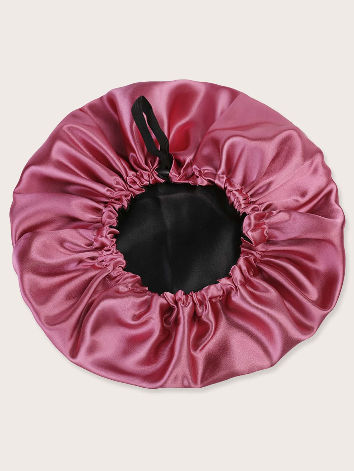 Solid Drawstring Ruched Hair Bonnet - Rusty Rose - View 1