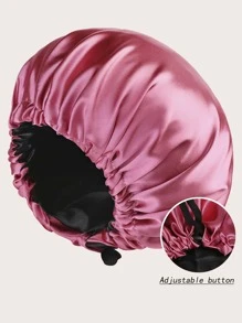 Solid Drawstring Ruched Hair Bonnet - Rusty Rose - View 3