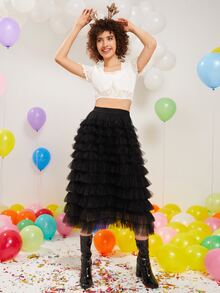 方領蕾絲拼接短款上衣 - 白色 - 查看 5