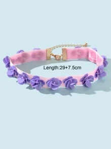 1入組時尚花朵裝飾時尚頸鏈適合女士日常裝飾 - 紫色 - 查看 3