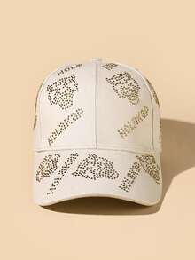 Mũ bóng chày trang trí Rhinestone - Màu be - Xem 1