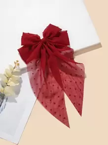 Swiss Dot Mesh Bow Decor French Clip Cute Valentine's Day Valentines Hair Clips Claw Clips Hair Claws Hair Slide Hair Barrettes - Burgundy - View 2