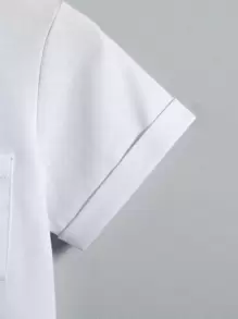 SHEIN 年轻男孩纯色休闲 T 恤，短袖纯色 T 恤，春秋季 - 白色 - 查看 3