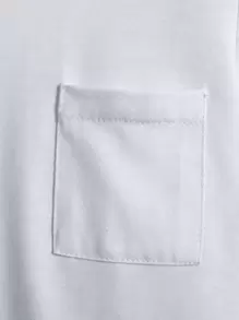 SHEIN 年轻男孩纯色休闲 T 恤，短袖纯色 T 恤，春秋季 - 白色 - 查看 5