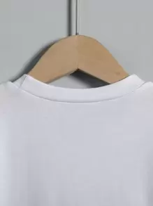 SHEIN 年轻男孩纯色休闲 T 恤，短袖纯色 T 恤，春秋季 - 白色 - 查看 6