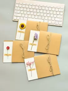 1pc Artificial Flower Decor Random Greeting Card, Valentine's Day Invitation For Party - Multicolor - View 1