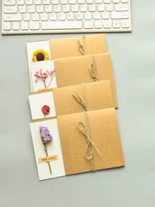 1pc Artificial Flower Decor Random Greeting Card, Valentine's Day Invitation For Party - Multicolor - View 2