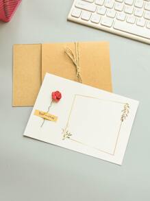 1pc Artificial Flower Decor Random Greeting Card, Valentine's Day Invitation For Party - Multicolor - View 4