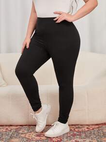 EMERY ROSE Plus High Waist Leggings - Black - View 1