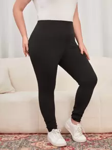 EMERY ROSE Plus High Waist Leggings - Black - View 3
