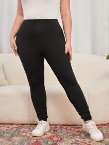 EMERY ROSE Plus High Waist Leggings - Black - View 4