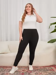 EMERY ROSE Plus High Waist Leggings - Black - View 5