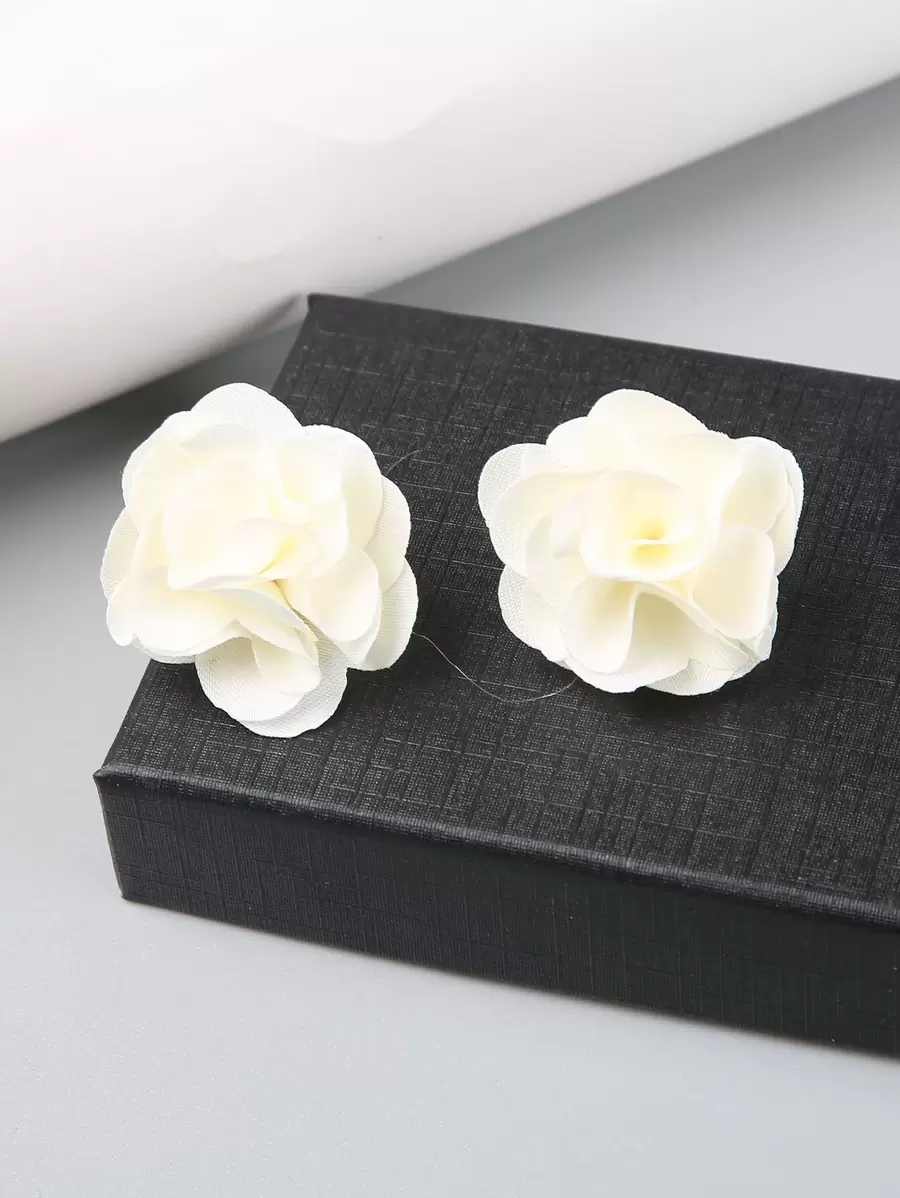 Flower Stud Earrings Valentines,Mom,Mother,Mother's Day,Gift - White - View 1
