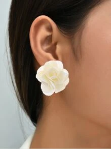 Flower Stud Earrings Valentines,Mom,Mother,Mother's Day,Gift - White - View 3