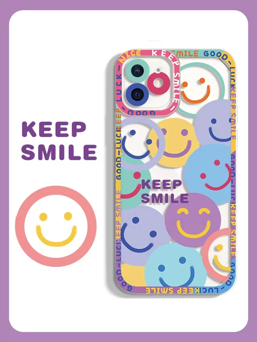 Smile Pattern Phone Case Compatible With IPhone 11,IPhone 13,IPhone 14 Pro Max - Multicolor - View 1