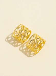 100 piezas Anillos de pelo calados estilo callejero - Dorado - Ver 4