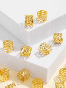 100 piezas Anillos de pelo calados estilo callejero - Dorado - Ver 6