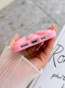 Apple Pink 3D Heart Phone Case Compatible With IPhone15/15Plus/15Pro/15Promax Waterproof Shockproof Anti-Fall Scratch Resistant - Pink - View 3