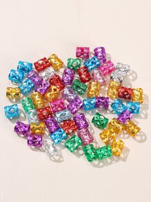 60pcs Random Color Hollow Out Bohemian Hippie Style Hair Ring For Everyday Styling Suitable For Campus Dating Vacation Daily Travel Street Dopamine Hair Clips