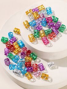 60pcs Random Color Hollow Out Bohemian Hippie Style Hair Ring For Everyday Styling Suitable For Campus Dating Vacation Daily Travel Street Dopamine Hair Clips