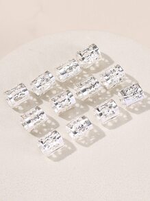 50个金属镂空编织装饰发圈，适合女性日常佩戴，街头金色头饰发夹，发饰，女士发饰，发卡 - 銀色 - 查看 3