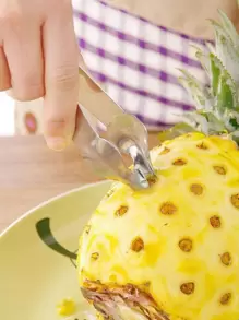1pc Stainless Steel Pineapple Eye Clip, Silver Fruit Corer For Kitchen - Silver - View 1
