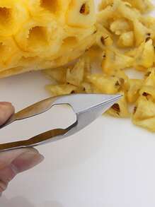 1pc Stainless Steel Pineapple Eye Clip, Silver Fruit Corer For Kitchen - Silver - View 3