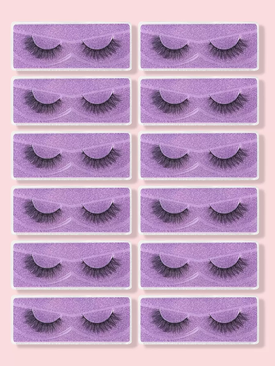 Himirell 貓眼假睫毛，12對14毫米自然十字短睫毛 - 黑色 - 查看 1