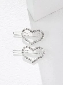2pcs Rhinestone Heart Decor Hair Clip Elegant,Y2k Valentine's Day Valentines,Hair Accessories,Hair Barrettes Hair Clips Claw Clips Hair Claws, School Stuff