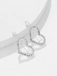 2pcs Rhinestone Heart Decor Hair Clip Elegant,Y2k Valentine's Day Valentines,Hair Accessories,Hair Barrettes Hair Clips Claw Clips Hair Claws, School Stuff