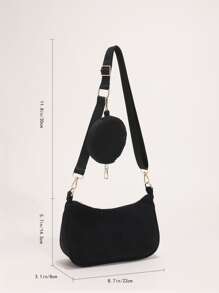 2pcs Girls' Simple Corduroy Zipper Closure Shoulder Bag And Armpit Bag, Suitable For Daily Use In Fall And Winter