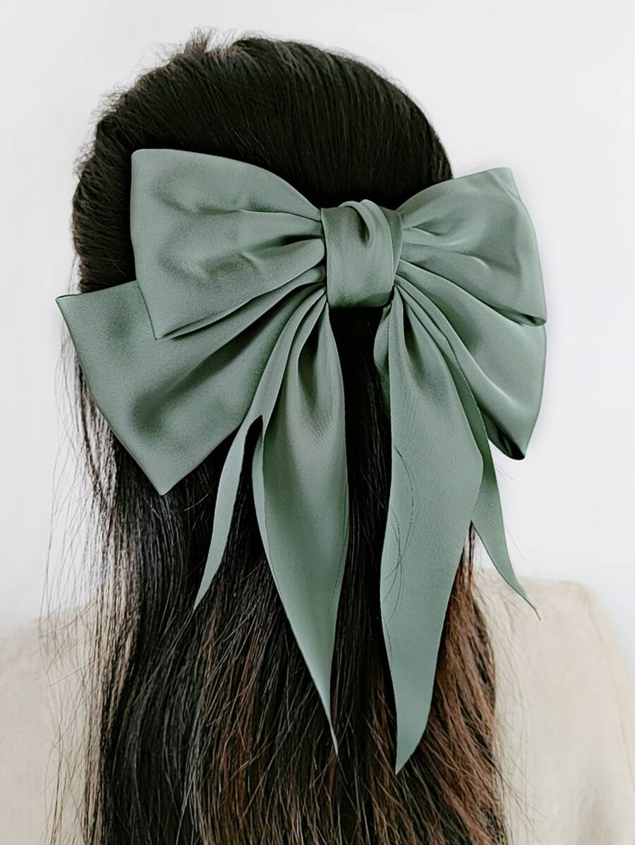 蝴蝶結裝飾髮夾 - 綠色 - 查看 1