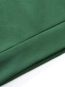 Manfinity Men Slogan Graphic Drawstring Thermal Hoodie - Dark Green - View 3