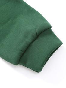 Manfinity Men Slogan Graphic Drawstring Thermal Hoodie - Dark Green - View 4